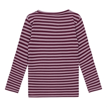 BIRKHOLM Stribet Rib Bluse Due Lilla & Blomme Lilla